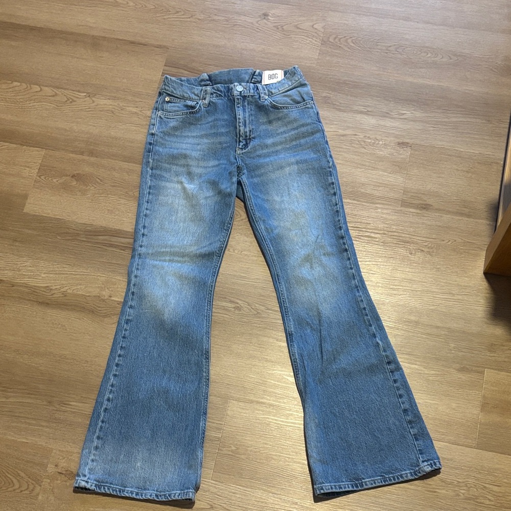 Urba Outfitters Flared Medium/Light Wash Jeans with Back Lace Up